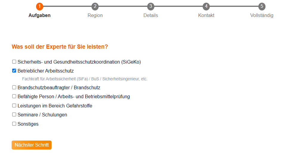 Formular Ausschreibung eingeben TRBS