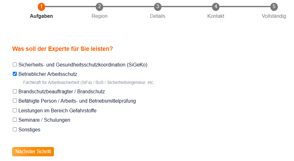 Angebotsformular Fachkraft für Arbeitssicherheit