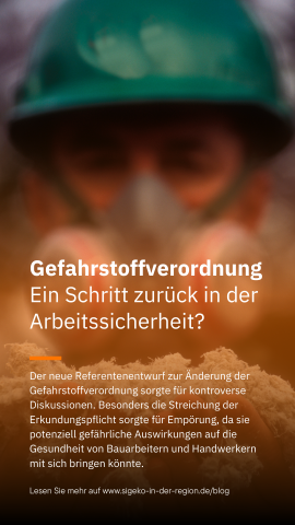 Titelbild vom Blogbeitrag: Gefahrstoffverordnung - Ein Schritt zurück in der Arbeitssicherheit?