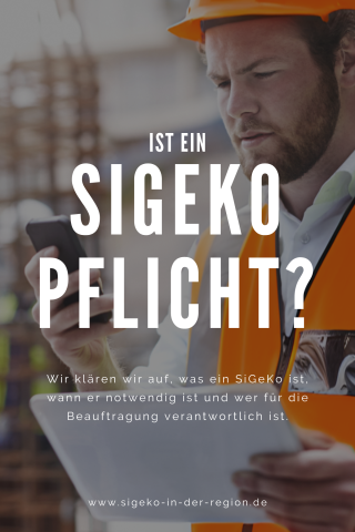 Titelbild vom Blogbeitrag: Ist ein SiGeKo Pflicht? Mann mit Warnweste und Helm, der fragend in sein Smartphone schaut.